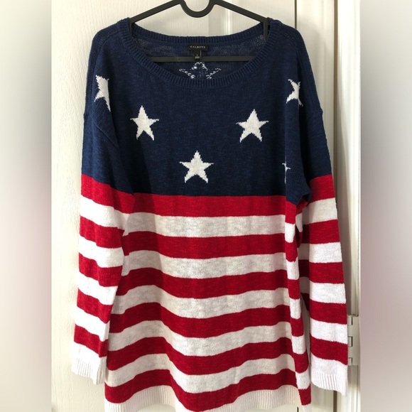 Talbots Tops - Talbots Women's Star Striped Sweater - Red, White, and Blue
